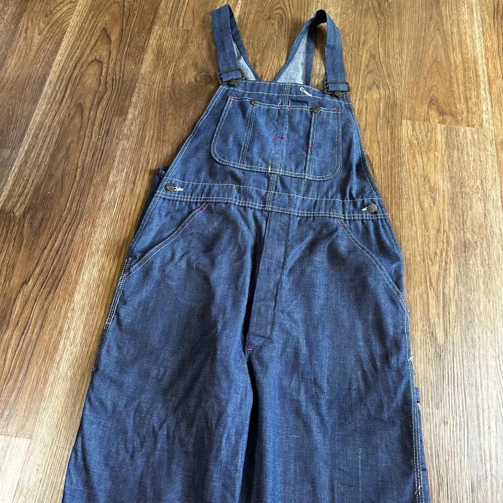 Kmart Denim Overalls Mens 36x30 Blue Good Vintage 80s Bib Carpenter Workwear